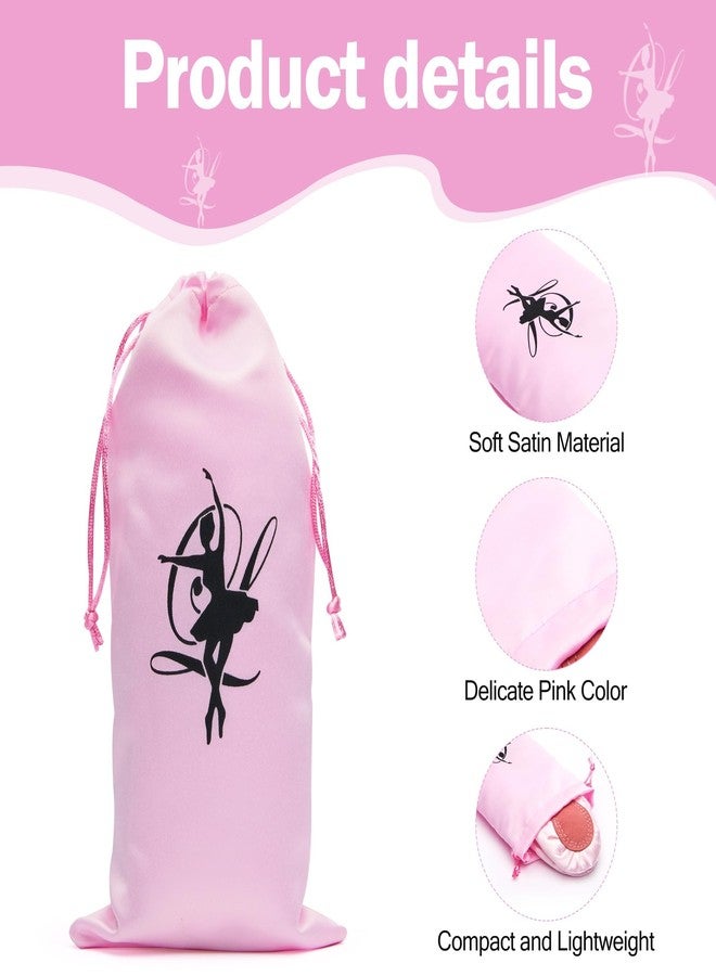 TARINI Ballet Shoe Bags, Dance Bag, Shoe Storage Bags, Pink Ballet Shoe Storage Bag - Drawstring Satin Pouch for Pointe & Practice Shoes - Image 3